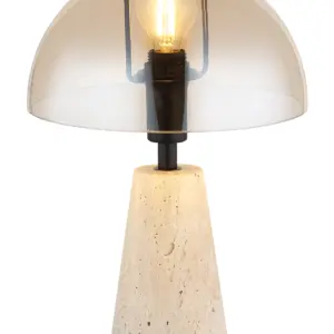TISCHLEUCHTE TRAVERTINE STEIN GRAU, 1XE14 LED